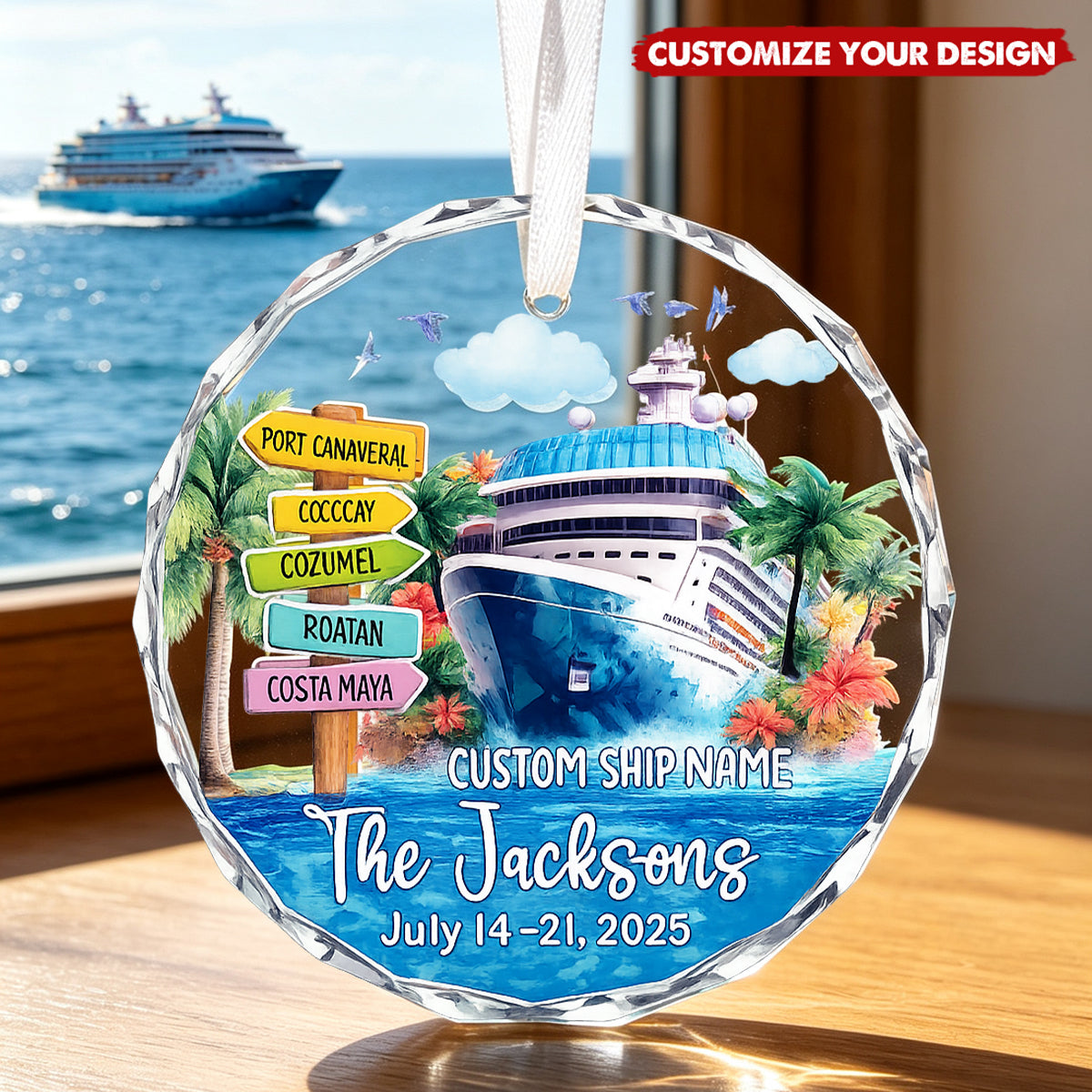Personalized Couple Adventures Ornament Cruise Ship Honeymoon Keepsake