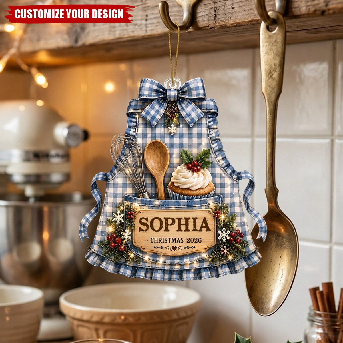 Personalized Baking Apron Acrylic Christmas Ornament, Gift for Home Baker