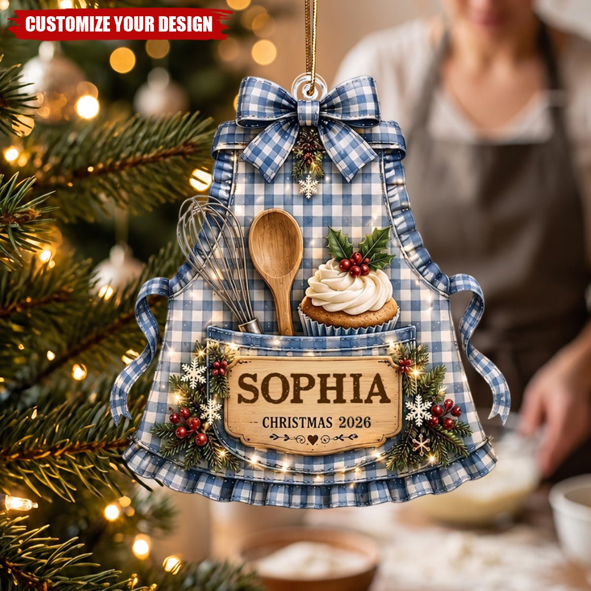 Personalized Baking Apron Acrylic Christmas Ornament, Gift for Home Baker