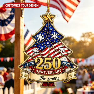 Custom Family Patriotic Christmas Ornament US 250th Since 1776 Made in USA - Personalized Acrylic Ornament