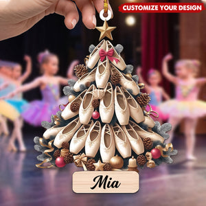 Personalized Acrylic Ballet Shoes Christmas Tree Ornaments, Custom Ballerina Dancer Gift
