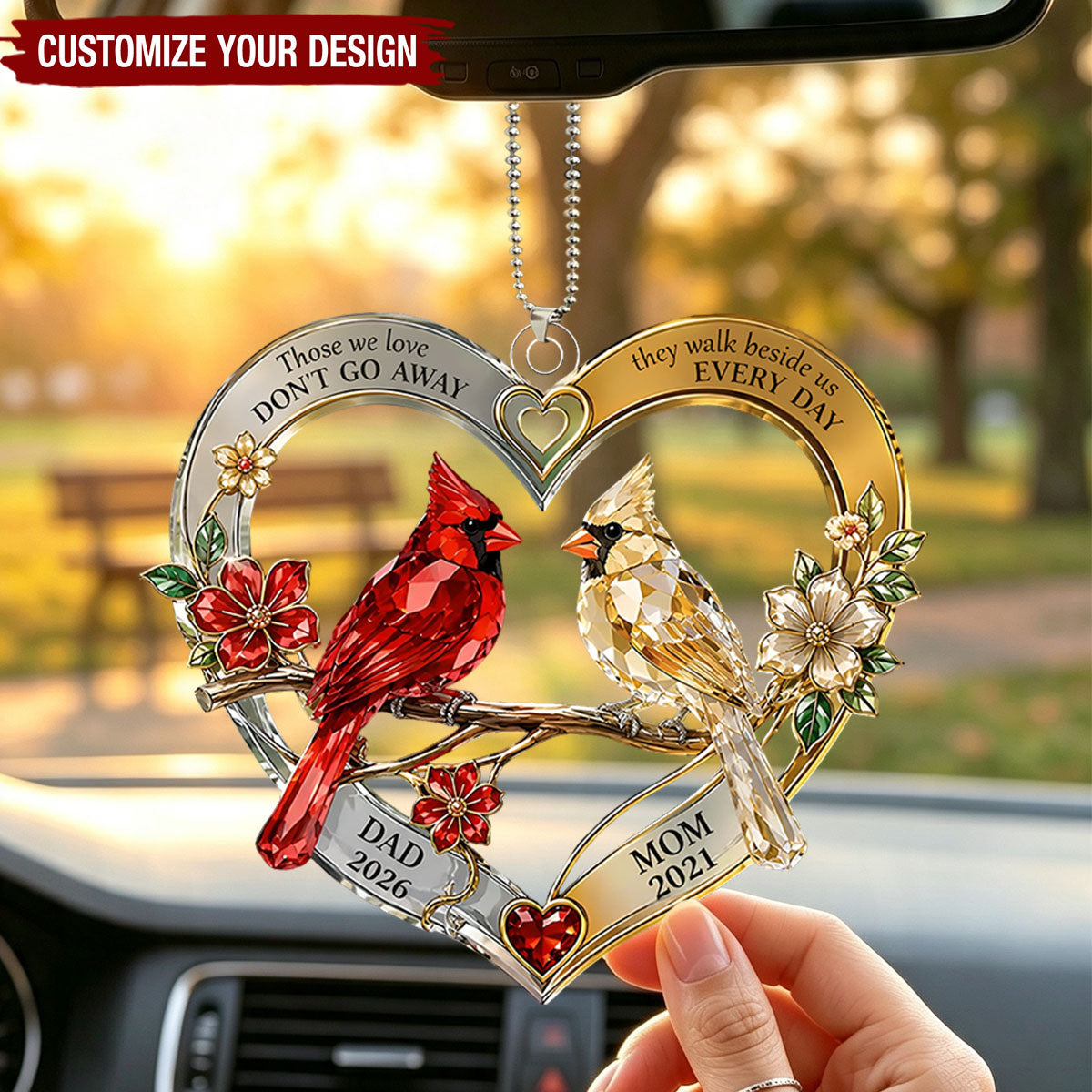 Personalized Memorial Cardinal Christmas Ornament, In Memory of Mom & Dad