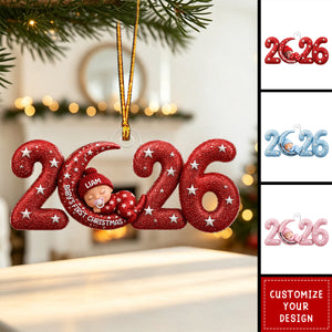 2026 Baby's First Christmas Sleeping On The Moon Newborn Keepsake - Personalized Acrylic Ornament