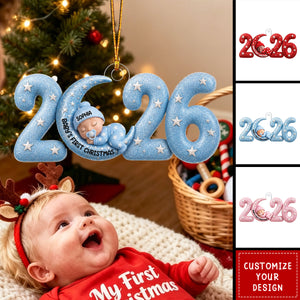 2026 Baby's First Christmas Sleeping On The Moon Newborn Keepsake - Personalized Acrylic Ornament