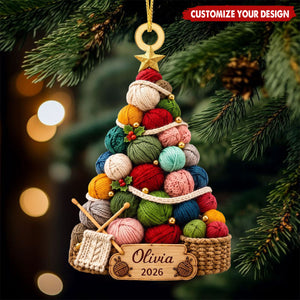 Personalized Knit Christmas Acrylic Ornaments, Gifts for Mom Grandma & Yarn Lovers