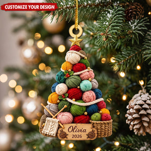 Personalized Knit Christmas Acrylic Ornaments, Gifts for Mom Grandma & Yarn Lovers