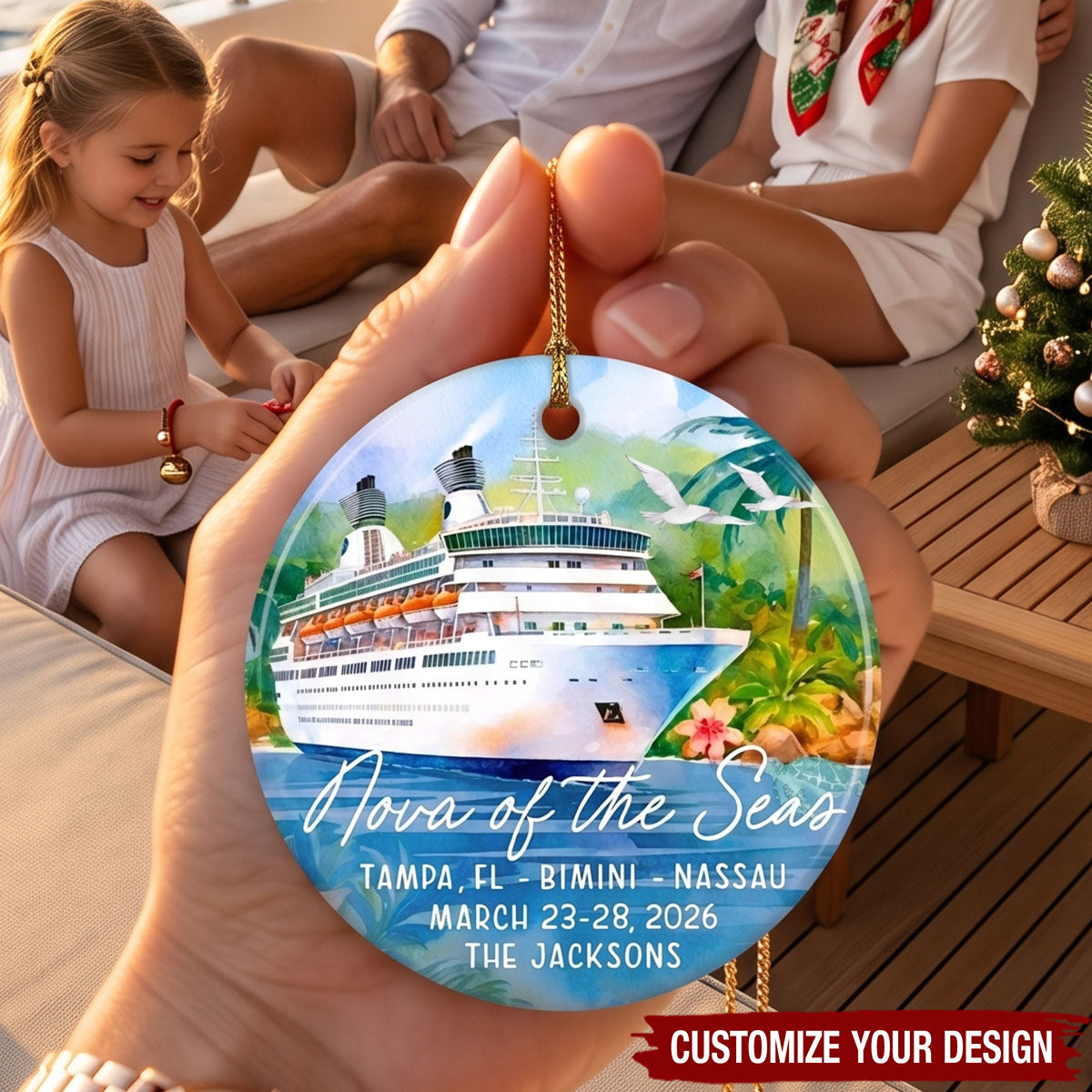 Custom Cruise Vacation Memory Keepsake‑ Personalized Ceramic Ornament