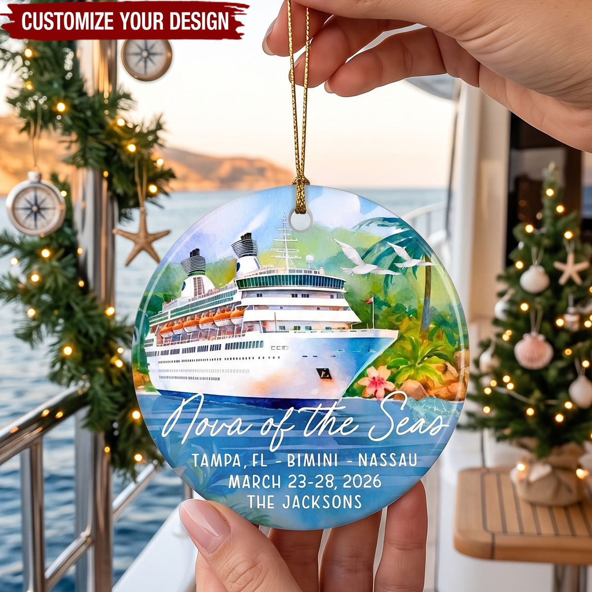Custom Cruise Vacation Memory Keepsake‑ Personalized Ceramic Ornament