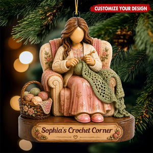 Personalized Crochet‑Themed Wooden Ornaments for Yarn Lovers