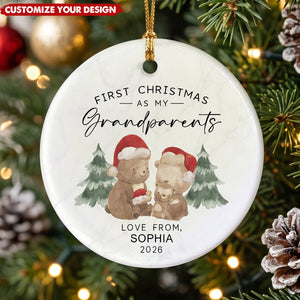 New Grandparents First Christmas Keepsake ‑ Personalized Ceramic Ornament