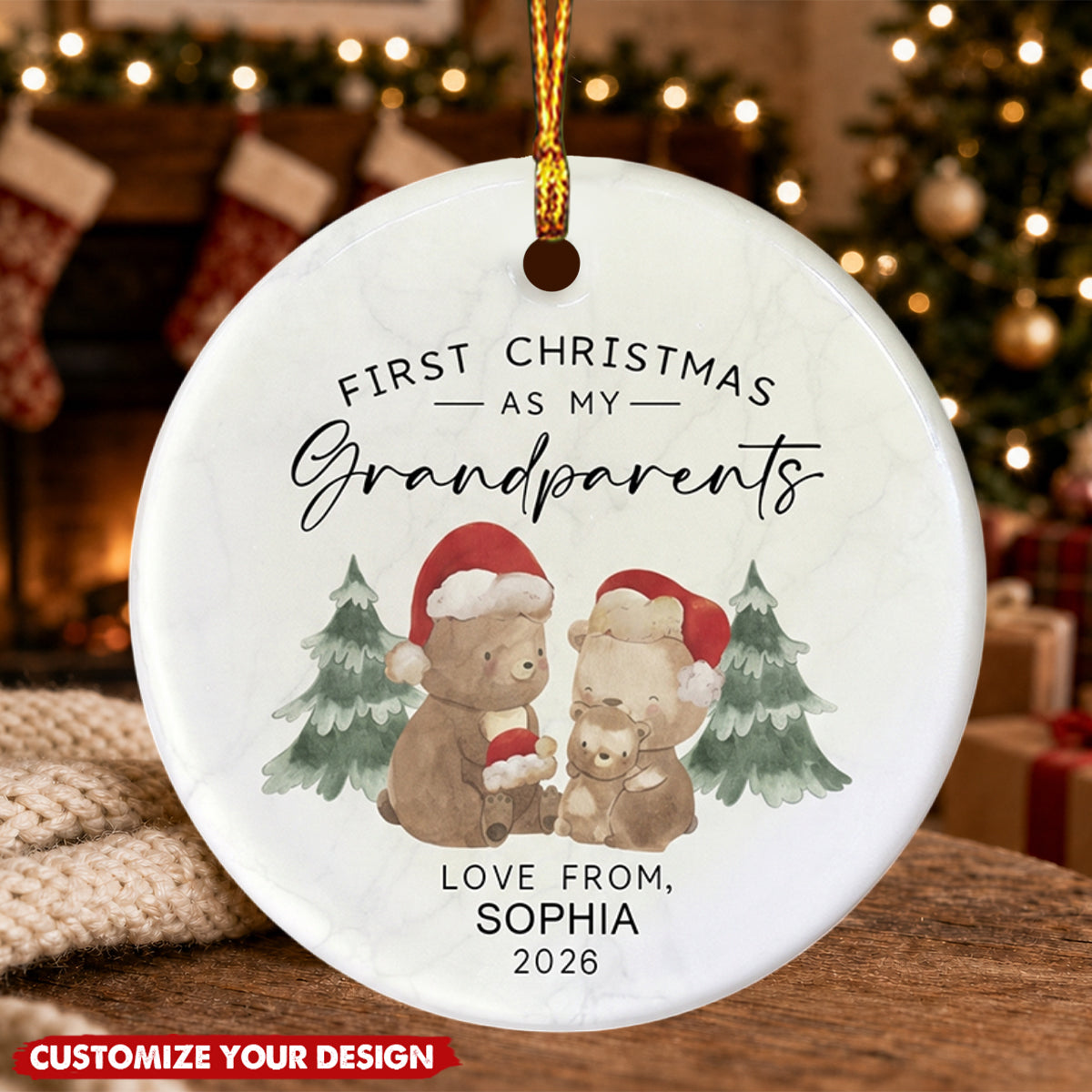 New Grandparents First Christmas Keepsake ‑ Personalized Ceramic Ornament