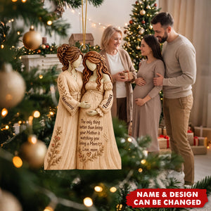 Personalized Wooden Pregnancy Ornament, Custom Name Gift for New Grandma & Mom