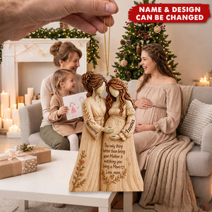 Personalized Wooden Pregnancy Ornament, Custom Name Gift for New Grandma & Mom