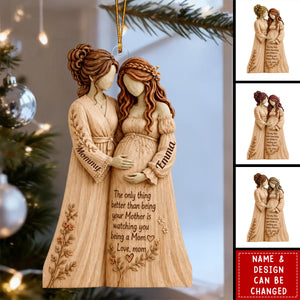 Personalized Wooden Pregnancy Ornament, Custom Name Gift for New Grandma & Mom