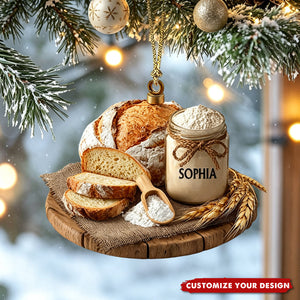 Personalized Acrylic Sourdough Bread Jar Ornament, Kitchen Lover Christmas Decoration