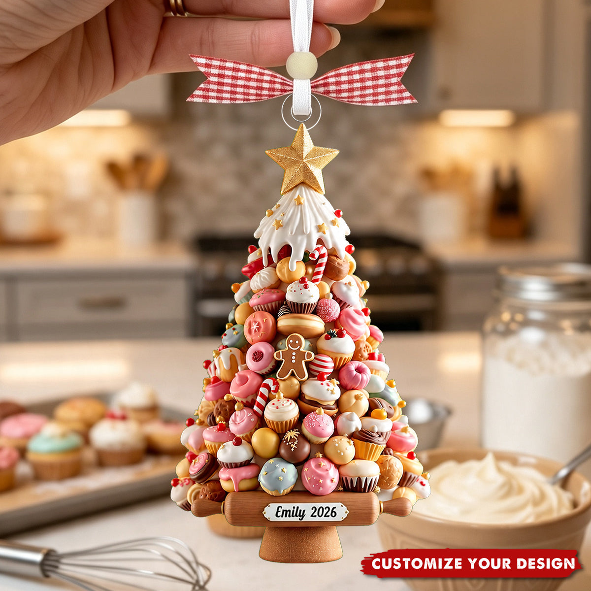 Personalized Cookie Cupcake Acrylic Christmas Ornament, Gift for Bakers & Sweet Lovers