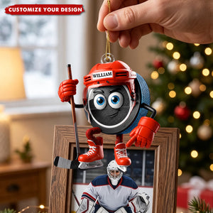 Personalized Ice Hockey Acrylic Ornament, Custom Name Christmas Gift for Hockey Players