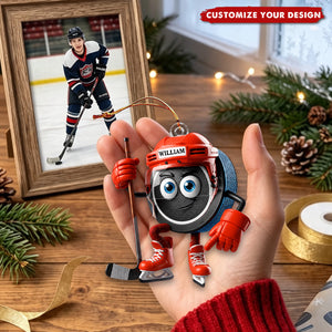 Personalized Ice Hockey Acrylic Ornament, Custom Name Christmas Gift for Hockey Players