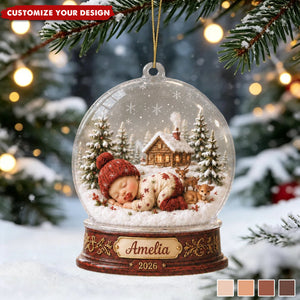 Personalized Snow Globe‑Shaped Acrylic Ornaments, Custom Baby Keepsake First Holiday Christmas Tree Decor