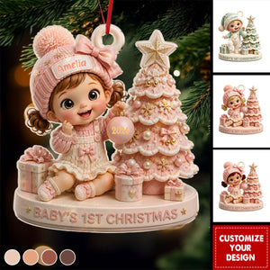 Personalized Baby's First Christmas Acrylic Ornament - Custom Baby Name Holiday Souvenir