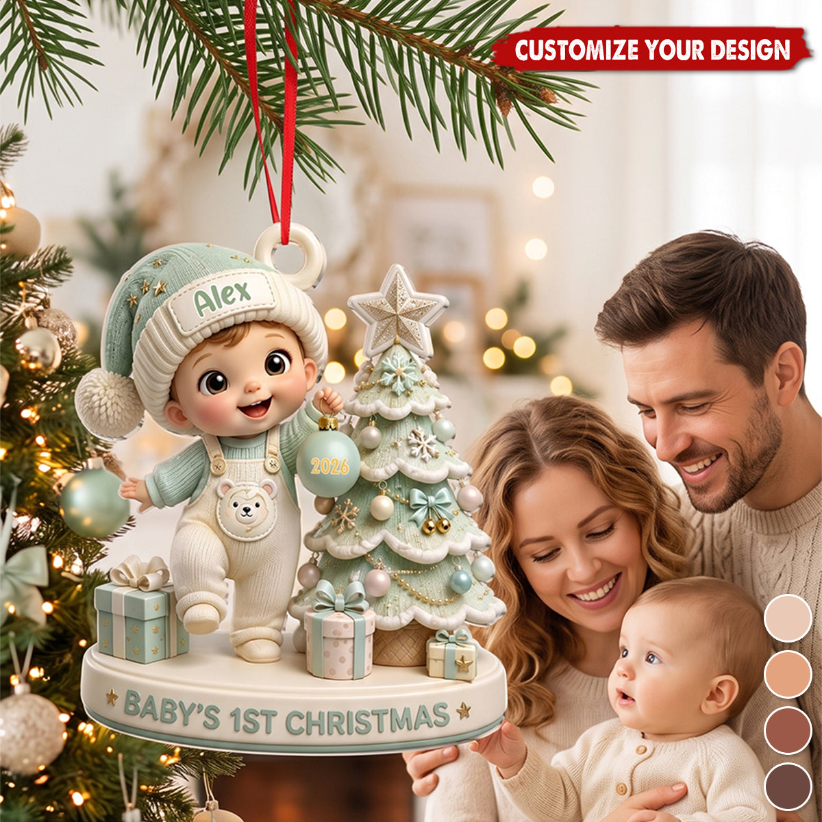 Personalized Baby's First Christmas Acrylic Ornament - Custom Baby Name Holiday Souvenir