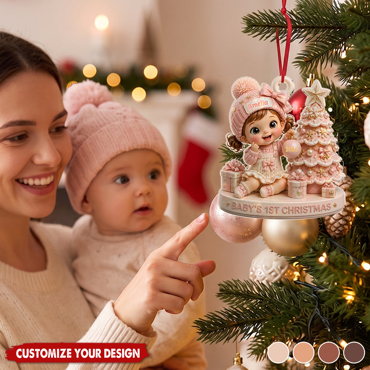 Personalized Baby's First Christmas Acrylic Ornament - Custom Baby Name Holiday Souvenir