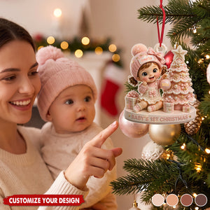 Personalized Baby's First Christmas Acrylic Ornament - Custom Baby Name Holiday Souvenir