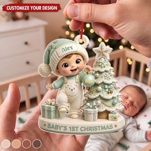 Personalized Baby's First Christmas Acrylic Ornament - Custom Baby Name Holiday Souvenir