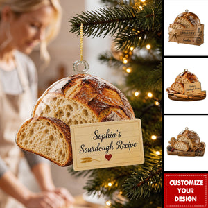 Personalized Sourdough Bread Acrylic Ornament, Custom Baker Kitchen Holiday Tree Gift