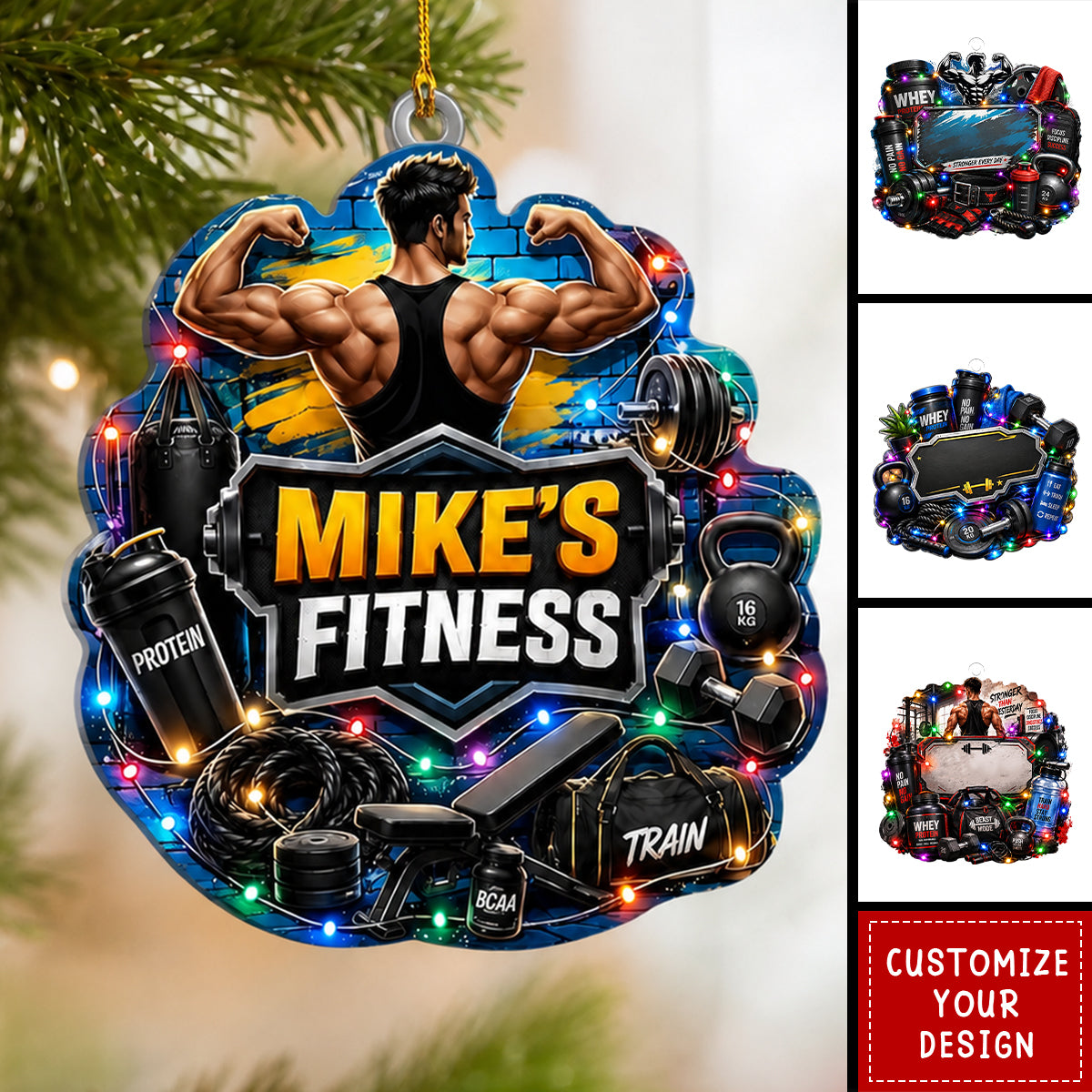 Personalized Fitness Acrylic Ornament, Gift for Gym Lovers
