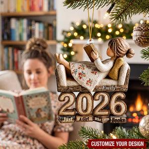 Just A Girl Who Loves Books - Personalized Acrylic Christmas Ornament