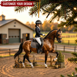 Personalized Equestrian Girl Acrylic Christmas Ornament, Custom Horse Rider Xmas Tree Keepsake Gift