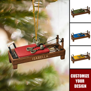 Personalized Pilates Reformer Acrylic Christmas Ornament, Fitness Studio Decor Gift