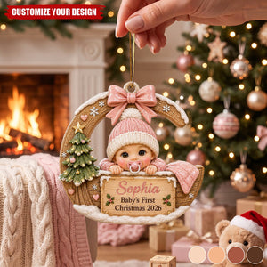 Personalized Baby's First Christmas Acrylic Ornament, Custom Name Moon Baby Keepsake Gift
