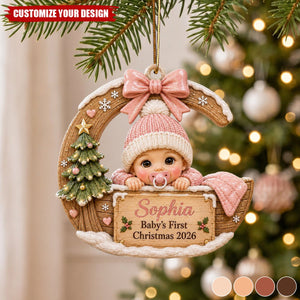 Personalized Baby's First Christmas Acrylic Ornament, Custom Name Moon Baby Keepsake Gift
