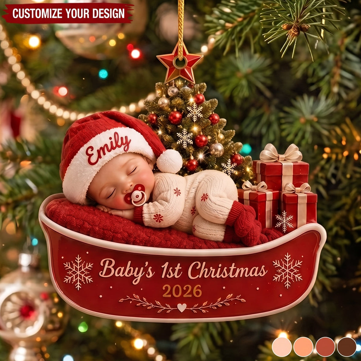 Personalized Baby First Christmas Acrylic Ornament, New Baby Shower Keepsake Gift