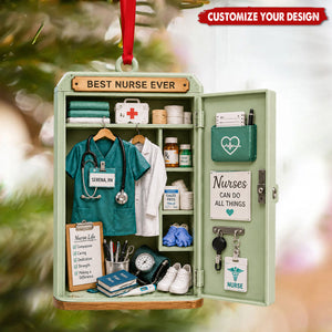 Personalized Nurse Acrylic Christmas Ornament, Custom RN Name Best Nurse Ever Gift