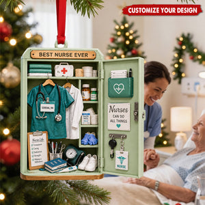 Personalized Nurse Acrylic Christmas Ornament, Custom RN Name Best Nurse Ever Gift