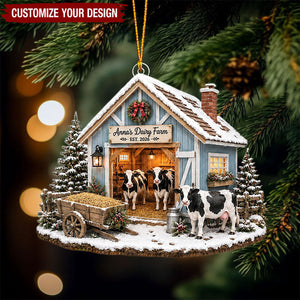 Personalized Acrylic Farm Christmas Ornament, Custom Cow Chicken Farmhouse Decoration