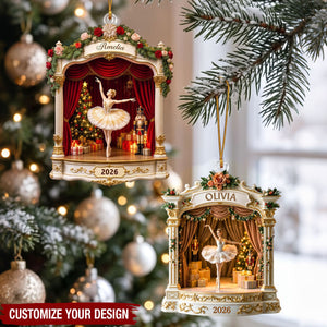 Personalized Nutcracker Ballet Acrylic Ornament, Custom Name Ballerina Clara Christmas Gift