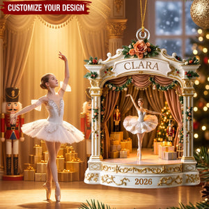 Personalized Nutcracker Ballet Acrylic Ornament, Custom Name Ballerina Clara Christmas Gift