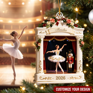 Personalized Nutcracker Ballet Acrylic Ornament, Custom Name Ballerina Clara Christmas Gift