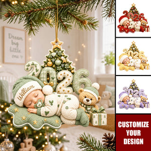 Personalized 2026 Baby First Christmas Acrylic Ornament, Custom Name Newborn Keepsake