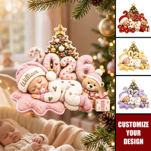 Personalized 2026 Baby First Christmas Acrylic Ornament, Custom Name Newborn Keepsake