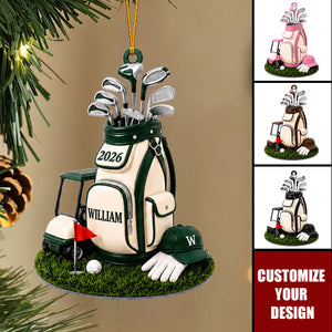 Personalized Golf Bag Acrylic Ornament, Custom Name Christmas Gift for Golf‑Loving Dad