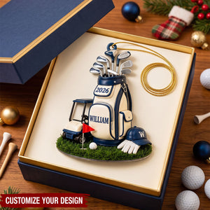Personalized Golf Bag Acrylic Ornament, Custom Name Christmas Gift for Golf‑Loving Dad