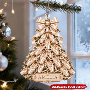 Personalized Ballet Pointe Shoe Acrylic Ornament, Custom Christmas Tree Decor for Ballet Lovers