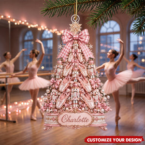 Personalized Ballet Pointe Shoe Acrylic Ornament, Custom Christmas Tree Decor for Ballet Lovers