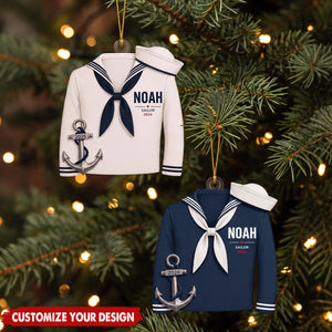 Personalized Sailor Acrylic Christmas Ornament, Custom Name Nautical Keepsake