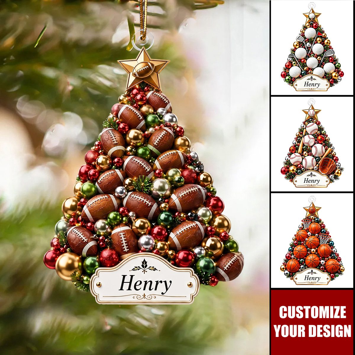 Personalized Multi‑Sport Acrylic Ornament, Gift for Athletes & Sports Fans